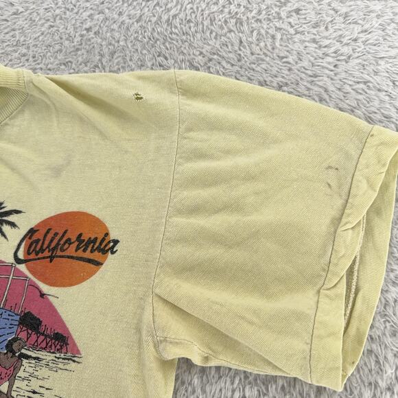 Vintage Venice California Shirt Mens S Yellow Sunset Surf Beach 80s Tee Thrashed - Picture 5 of 14